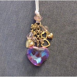 Kirks Folly Pink Crystal Heart Charm Necklace